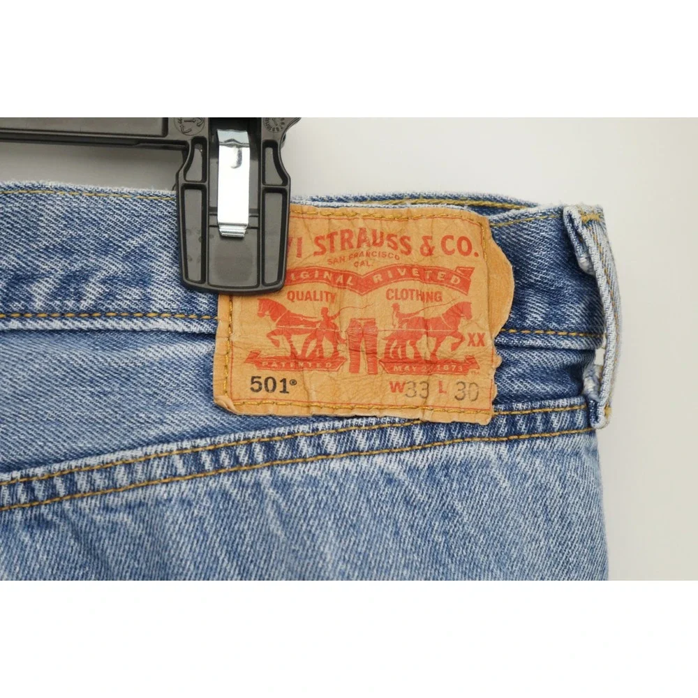 Vintage 2000s Levi's 501 Jeans W33 L30 Blue Denim Button Fly Straight Leg VGC